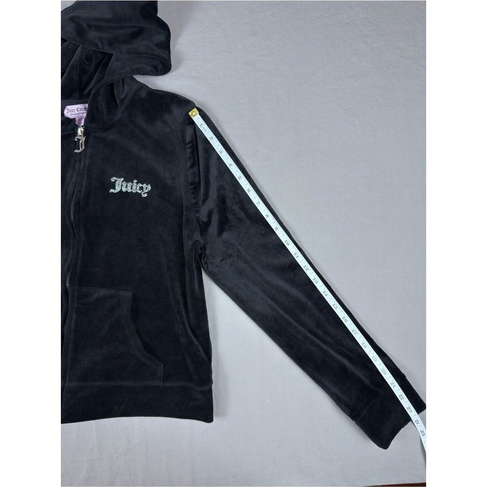 Juicy Couture Black Velour Zip Hoodie with Rhinestone Logo XL - Picture 6 of 6